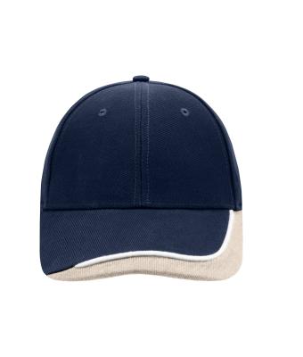 Unisexe Casquette sandwich coton brossé lourd Marine/blanc/gris-clair 7603