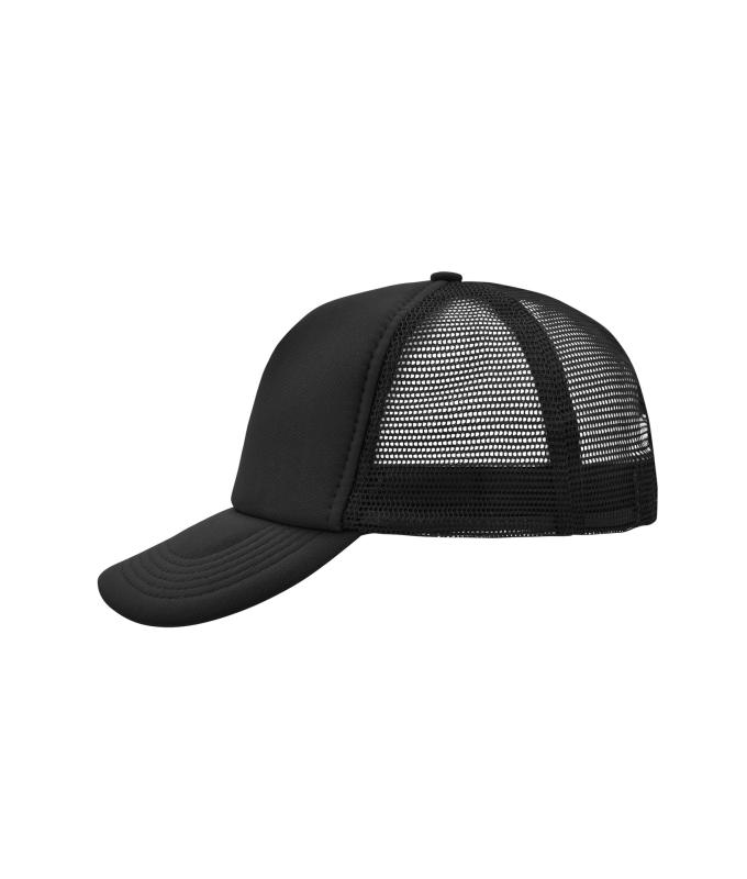 Unisex 5 Panel Polyester Mesh Cap Black 7622