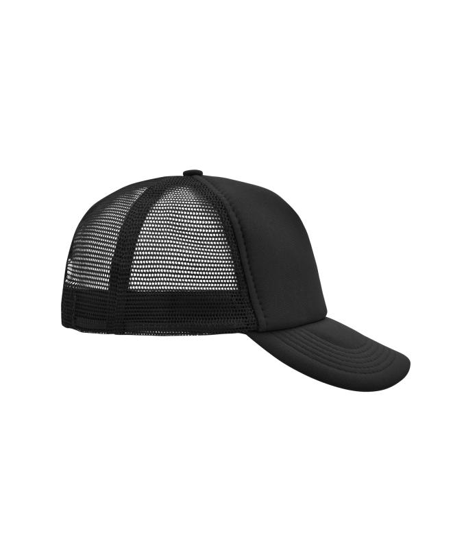 Unisex 5 Panel Polyester Mesh Cap Black 7622