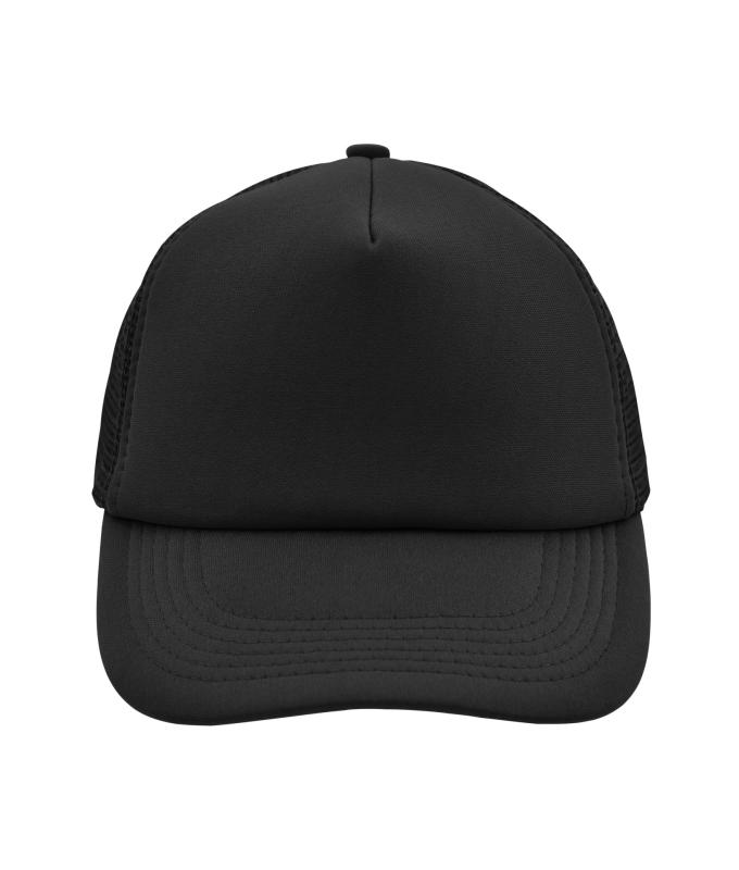 Unisex 5 Panel Polyester Mesh Cap Black 7622