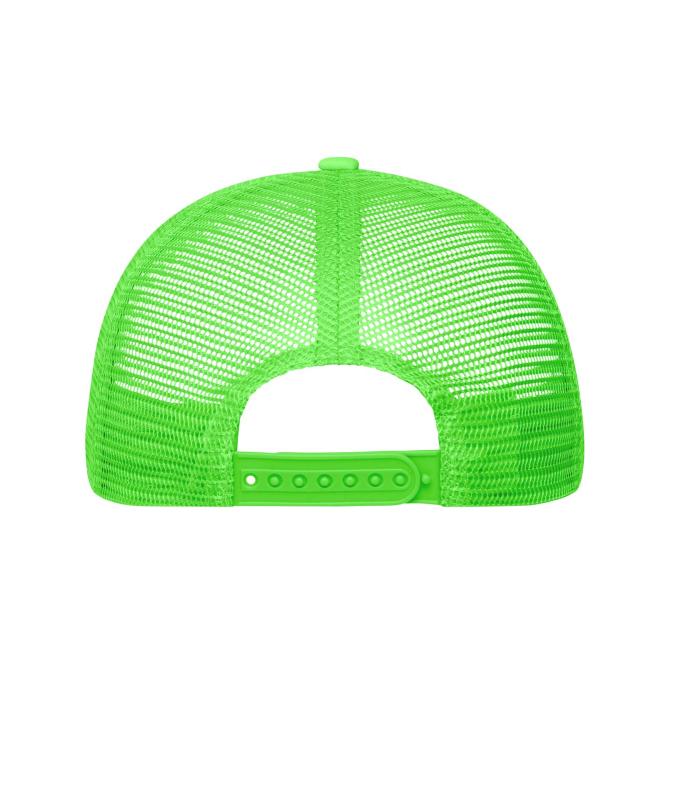 Unisex 5 Panel Polyester Mesh Cap Black/neon-green 7622