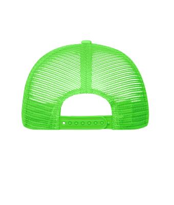 Unisex 5 Panel Polyester Mesh Cap Black/neon-green 7622
