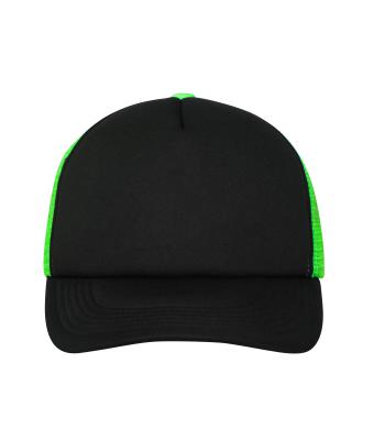 Unisex 5 Panel Polyester Mesh Cap Black/neon-green 7622