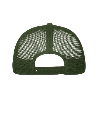 Unisex 5 Panel Polyester Mesh Cap Dark-olive 7622