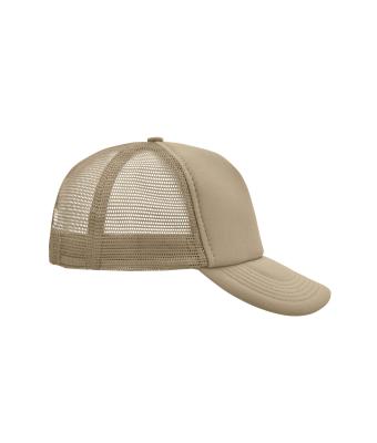 Unisex 5 Panel Polyester Mesh Cap Khaki 7622