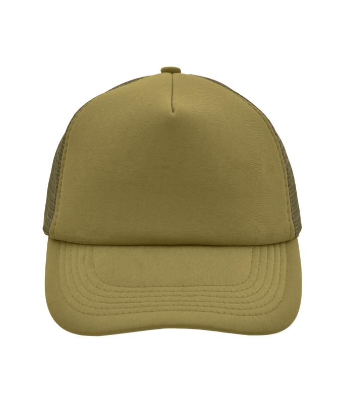 Unisex 5 Panel Polyester Mesh Cap Olive 7622
