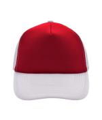 Unisex 5 Panel Polyester Mesh Cap Rood/wit 7622