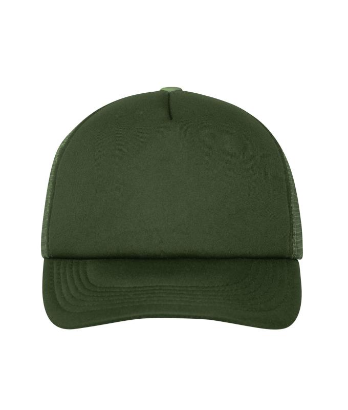 Unisex 5 Panel Polyester Mesh Cap Donker olijf 7622