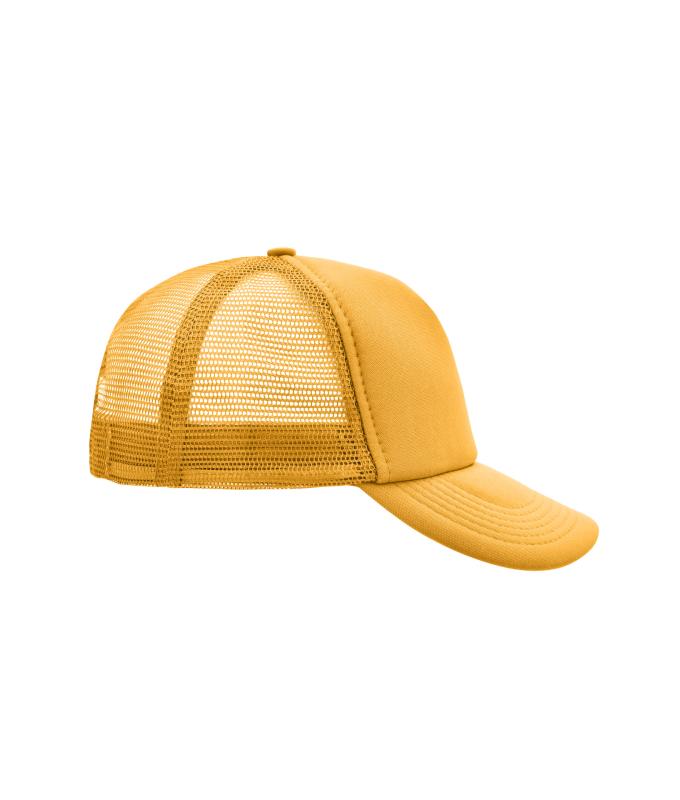 Unisex 5 Panel Polyester Mesh Cap Goudgeel 7622