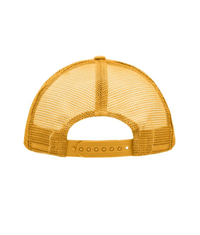 Unisex 5 Panel Polyester Mesh Cap Goudgeel 7622