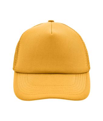 Unisex 5 Panel Polyester Mesh Cap Goudgeel 7622