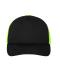 Unisex 5 Panel Polyester Mesh Cap Zwart/neon-geel 7622