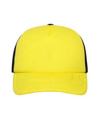 Unisex 5 Panel Polyester Mesh Cap Zon-geel/zwart 7622