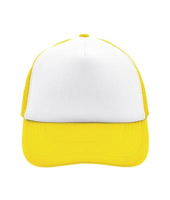 Unisex 5 Panel Polyester Mesh Cap White/sun-yellow 7622