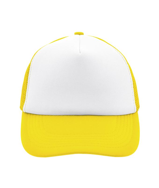 Unisex 5 Panel Polyester Mesh Cap White/sun-yellow 7622