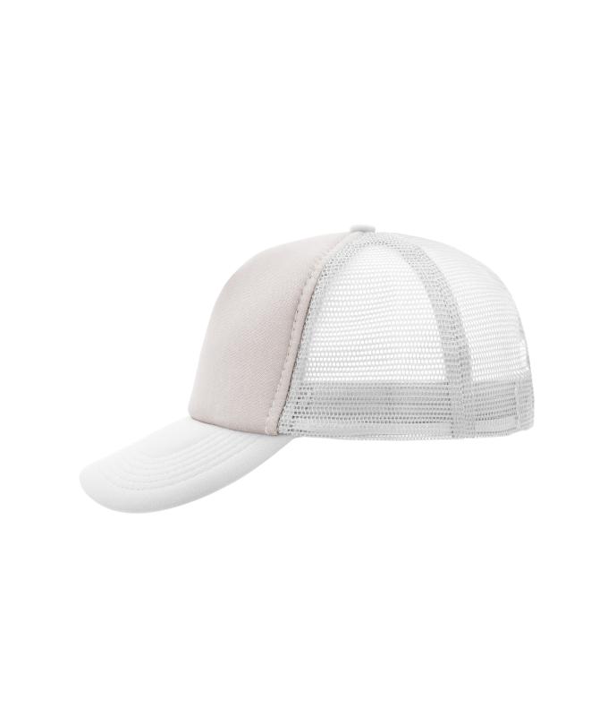 Unisex 5 Panel Polyester Mesh Cap Light-grey/white 7622