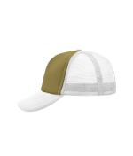 Unisex 5 Panel Polyester Mesh Cap Olive/white 7622