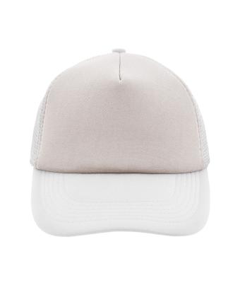 Unisex 5 Panel Polyester Mesh Cap Light-grey/white 7622