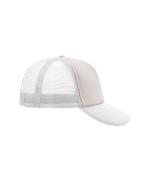 Unisex 5 Panel Polyester Mesh Cap Lichtgrijs/wit 7622