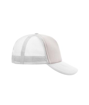 Unisex 5 Panel Polyester Mesh Cap Lichtgrijs/wit 7622