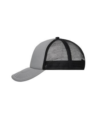 Unisex 5 Panel Polyester Mesh Cap Donkergrijs/zwart 7622
