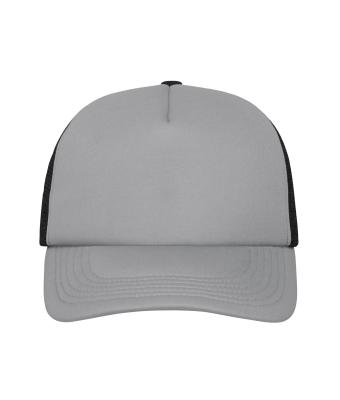 Unisex 5 Panel Polyester Mesh Cap Donkergrijs/zwart 7622
