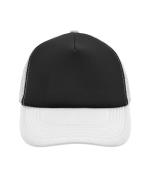 Unisex 5 Panel Polyester Mesh Cap Black/white 7622