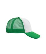 Unisex 5 Panel Polyester Mesh Cap White/fern-green 7622