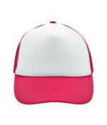 Unisex 5 Panel Polyester Mesh Cap White/magenta 7622