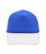 Unisex 5 Panel Polyester Mesh Cap Royal/white 7622