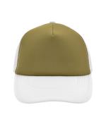 Unisex 5 Panel Polyester Mesh Cap Olive/white 7622
