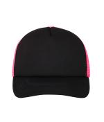 Unisex 5 Panel Polyester Mesh Cap Black/neon-pink 7622