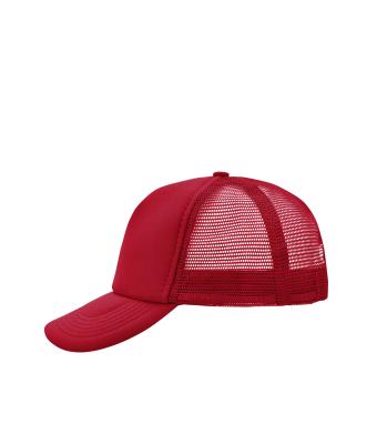 Unisex 5 Panel Polyester Mesh Cap Red 7622