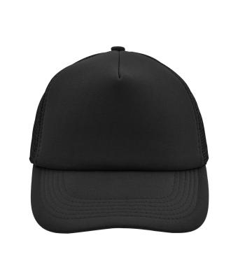 Unisex 5 Panel Polyester Mesh Cap Black 7622