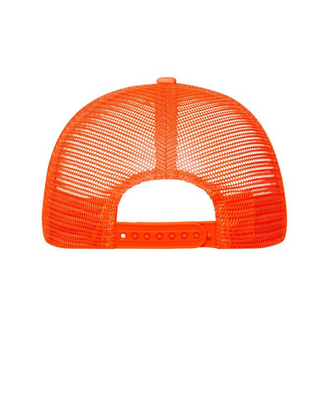 Unisex 5 Panel Polyester Mesh Cap Black/neon-orange 7622