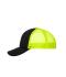 Unisex 5 Panel Polyester Mesh Cap Black/neon-yellow 7622