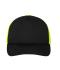 Unisex 5 Panel Polyester Mesh Cap Black/neon-yellow 7622