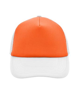 Unisex 5 Panel Polyester Mesh Cap Orange/white 7622