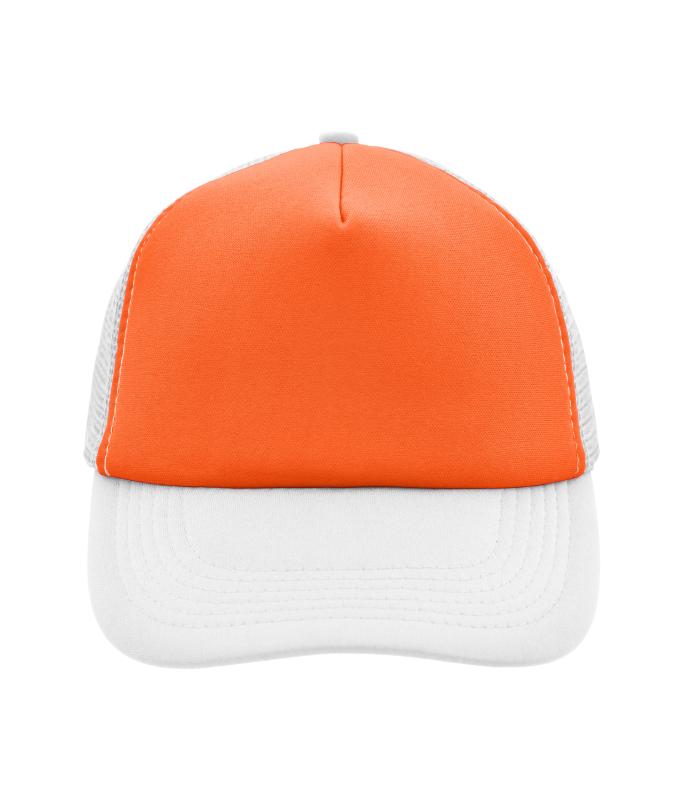 Unisex 5 Panel Polyester Mesh Cap Orange/white 7622