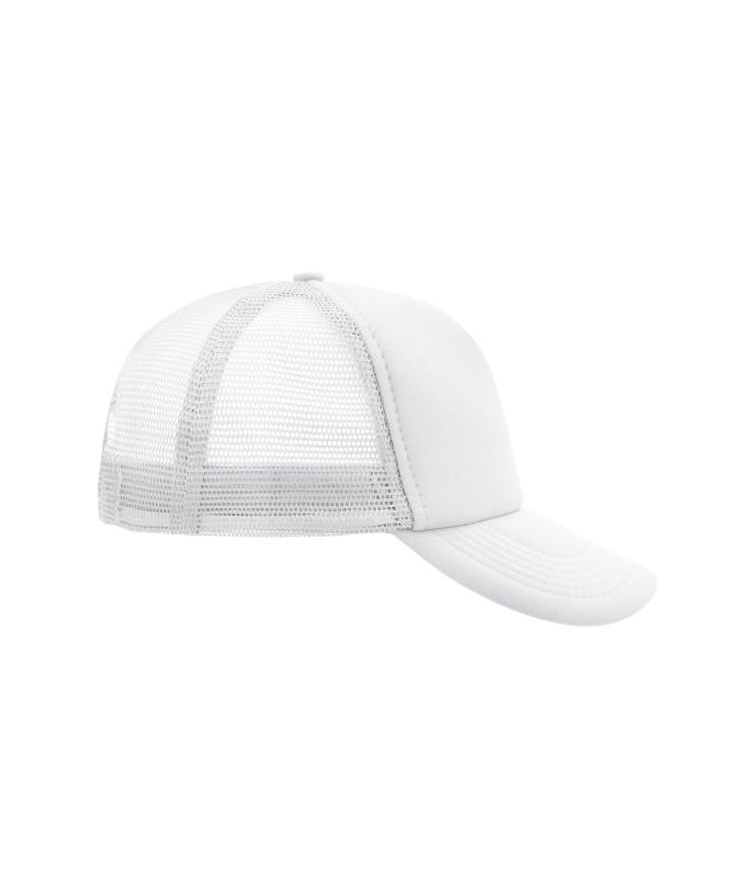 Unisex 5 Panel Polyester Mesh Cap White 7622