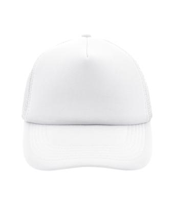 Unisex 5 Panel Polyester Mesh Cap White 7622