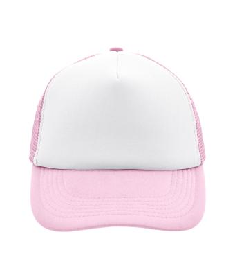 Unisex 5 Panel Polyester Mesh Cap White/baby-pink 7622