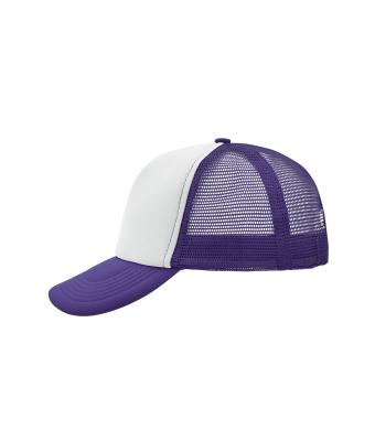 Unisex 5 Panel Polyester Mesh Cap White/lilac 7622