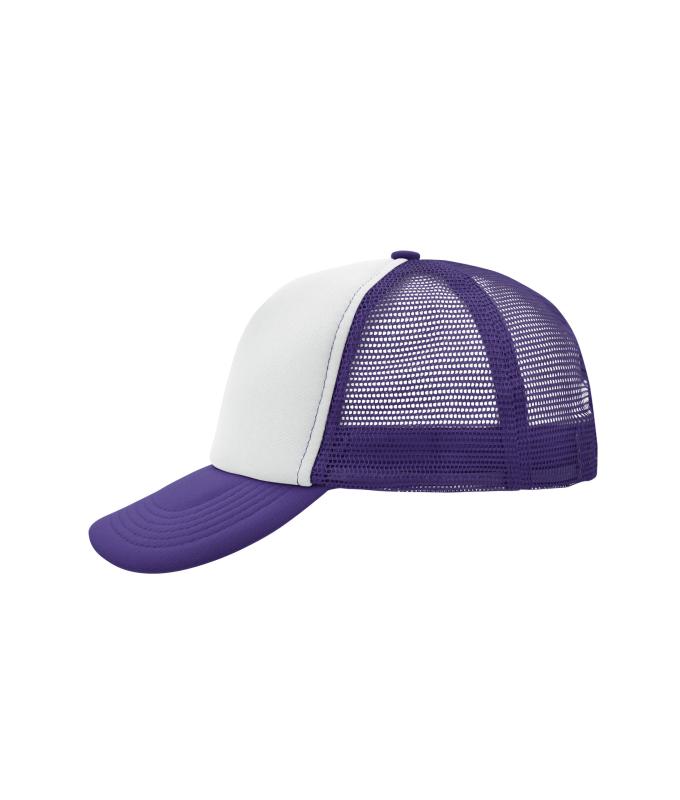Unisex 5 Panel Polyester Mesh Cap White/lilac 7622