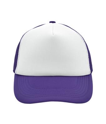 Unisex 5 Panel Polyester Mesh Cap White/lilac 7622