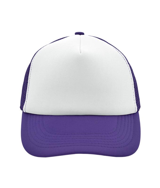 Unisex 5 Panel Polyester Mesh Cap White/lilac 7622