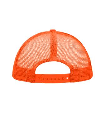 Unisex 5 Panel Polyester Mesh Cap White/neon-orange 7622