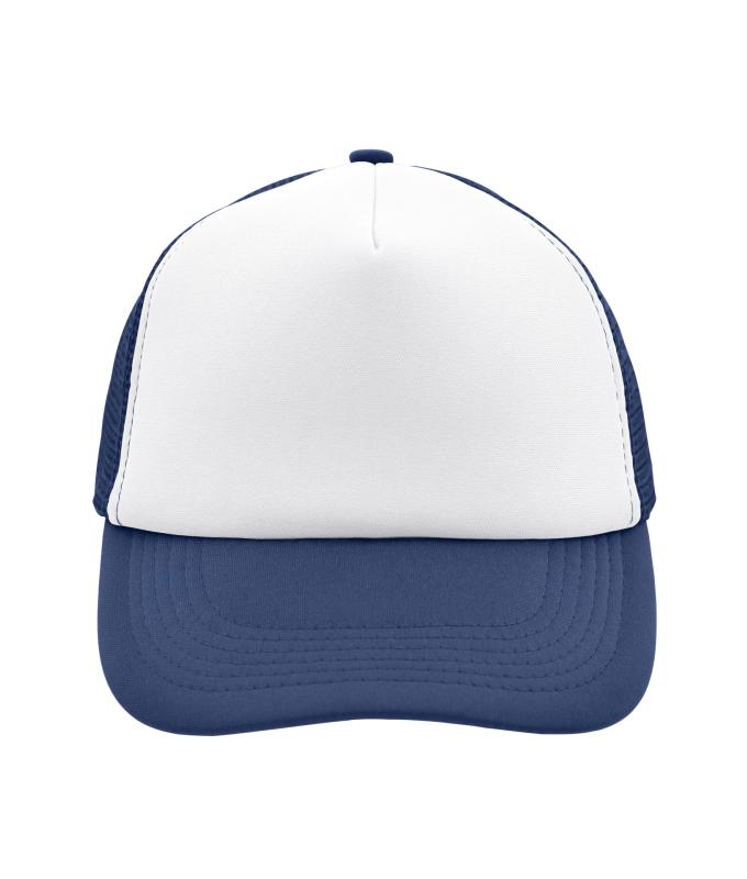 Unisex 5 Panel Polyester Mesh Cap White/navy 7622