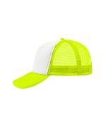 Unisex 5 Panel Polyester Mesh Cap White/neon-yellow 7622