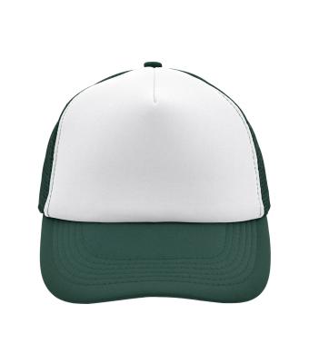 Unisex 5 Panel Polyester Mesh Cap White/dark-green 7622